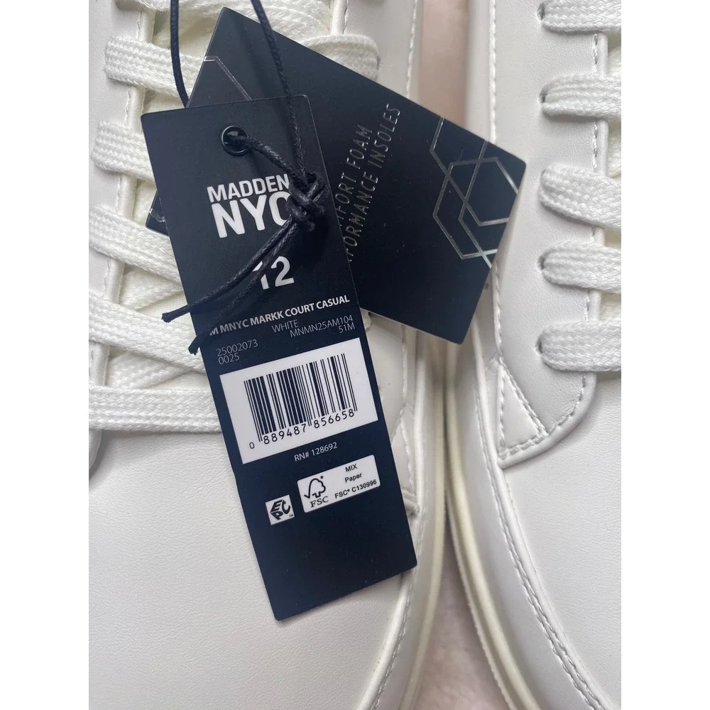 Madden NYC Markk Court Casual Mens White Sneakers Size 12 Low Top Trainers NEW